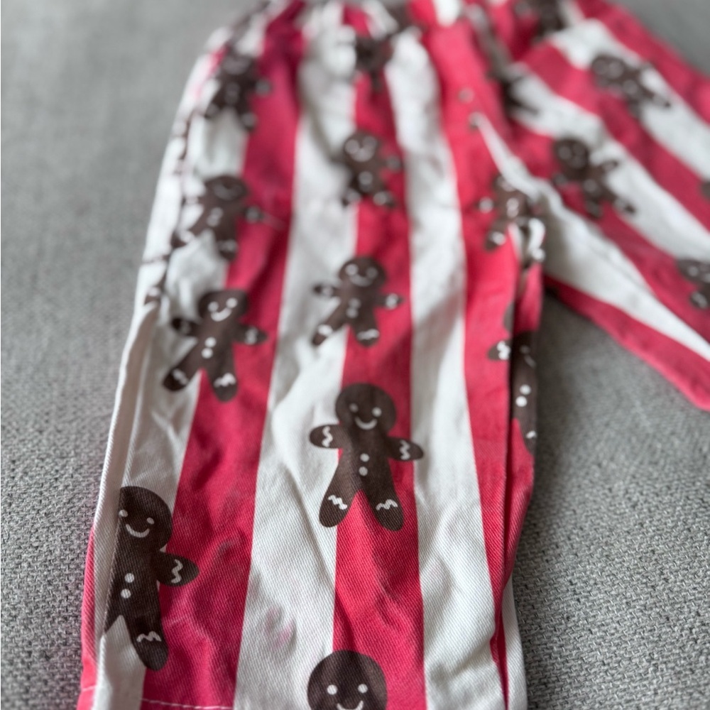 12-18M Gingerbread Striped Kids Pants- Christmas Toddler Bottoms - Picture 2 of 6
